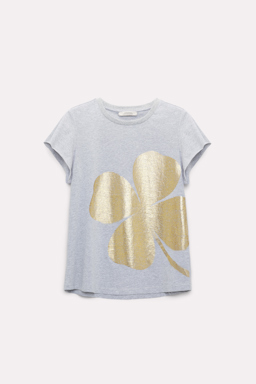 Dorothee Schumacher T-shirt with metallic print grey melange with gold print