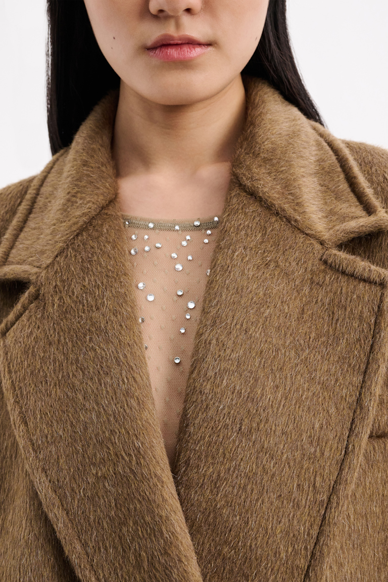 Dorothee Schumacher Transparent tulle top with crystals medium khaki
