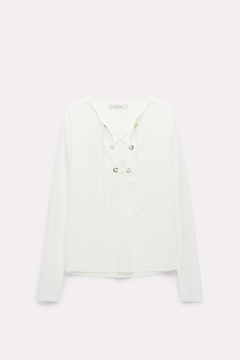 Dorothee Schumacher Lace Front Top In Crãªpe De Chine In White