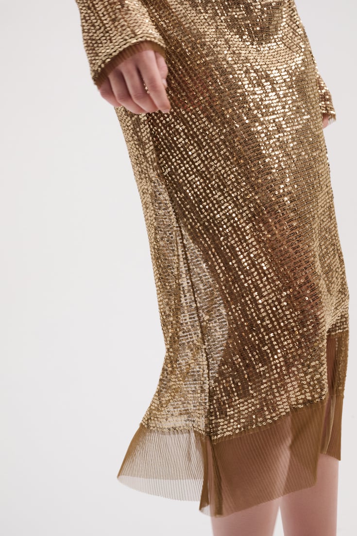 Dorothee Schumacher Drapiertes Paillettenkleid shimmering gold