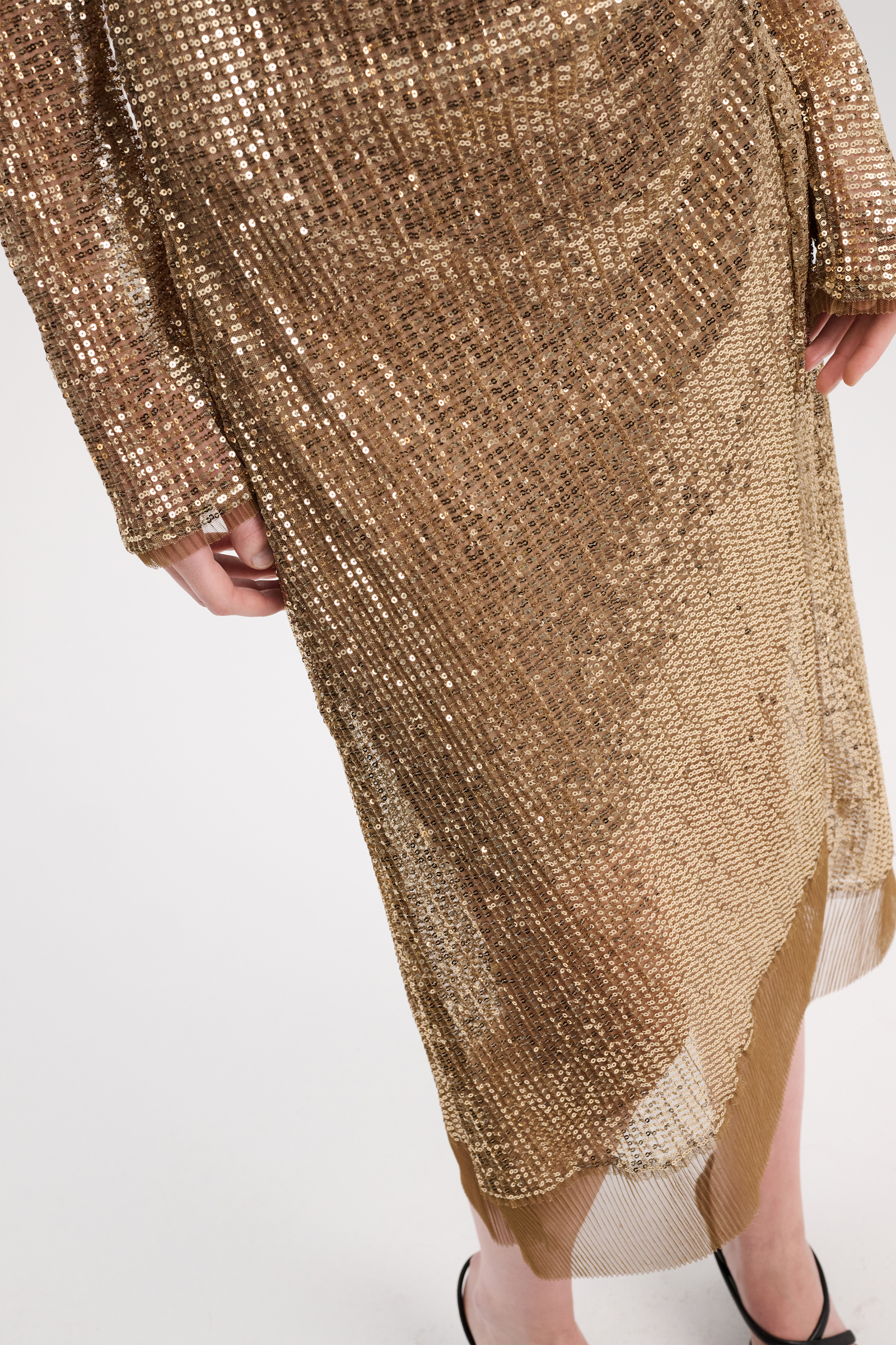 Dorothee Schumacher Drapiertes Paillettenkleid shimmering gold