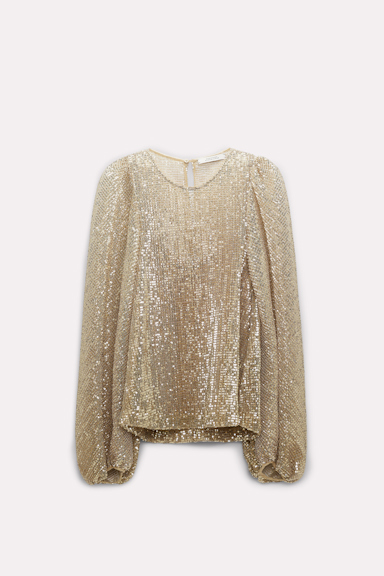 Dorothee Schumacher Sequined tulle blouse shimmering gold