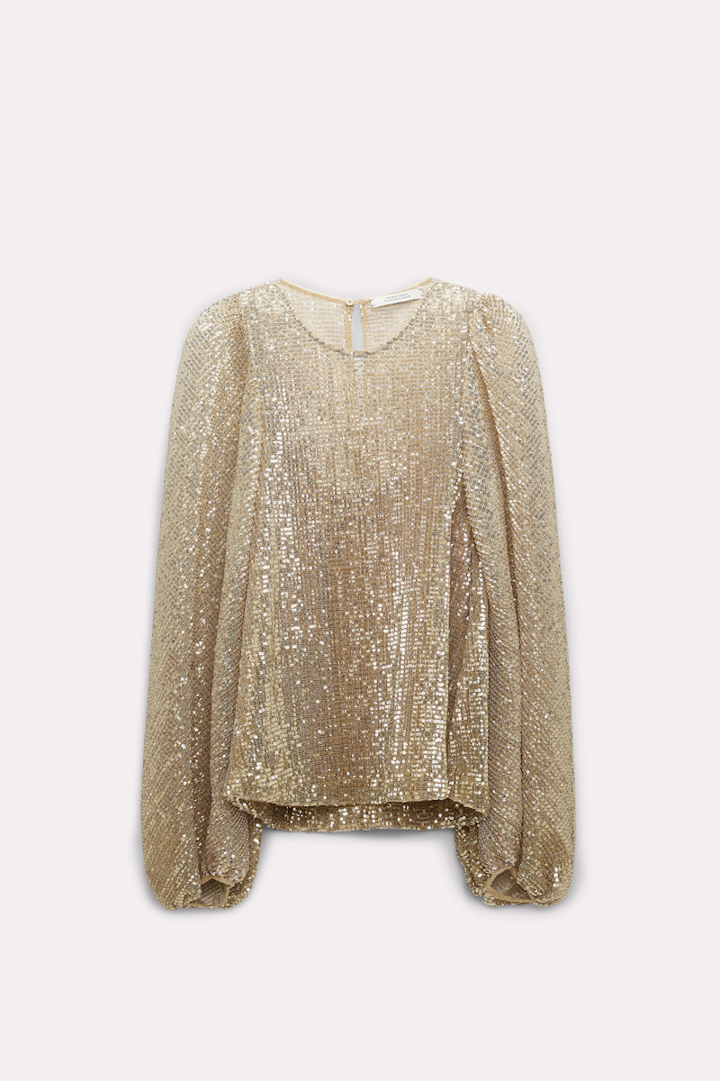 Dorothee Schumacher Sequined Tulle Blouse In Gold