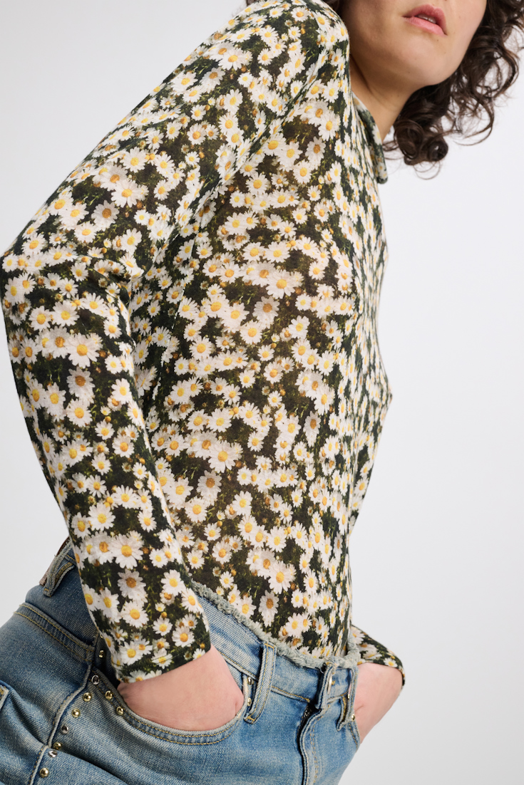 Dorothee Schumacher Langarmshirt mit Daisy Print grey flower mix