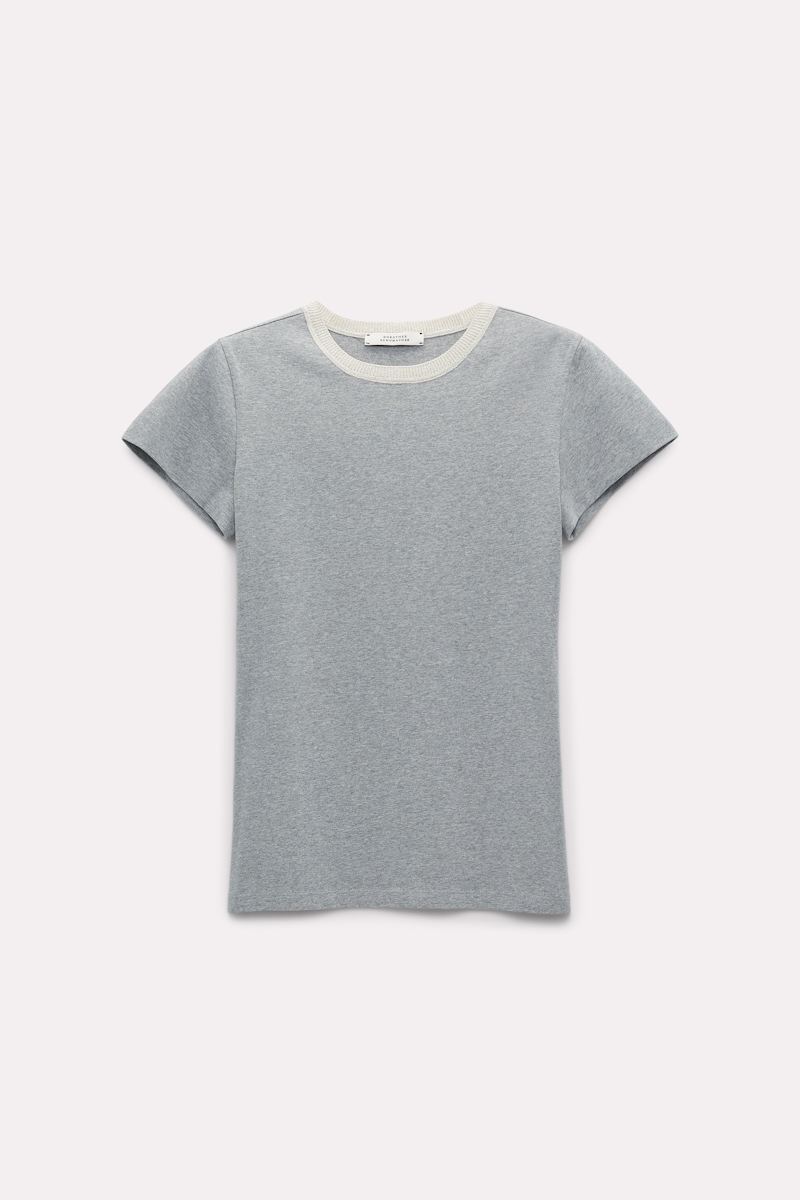 Dorothee Schumacher T-shirt With Lurex Details In Grey