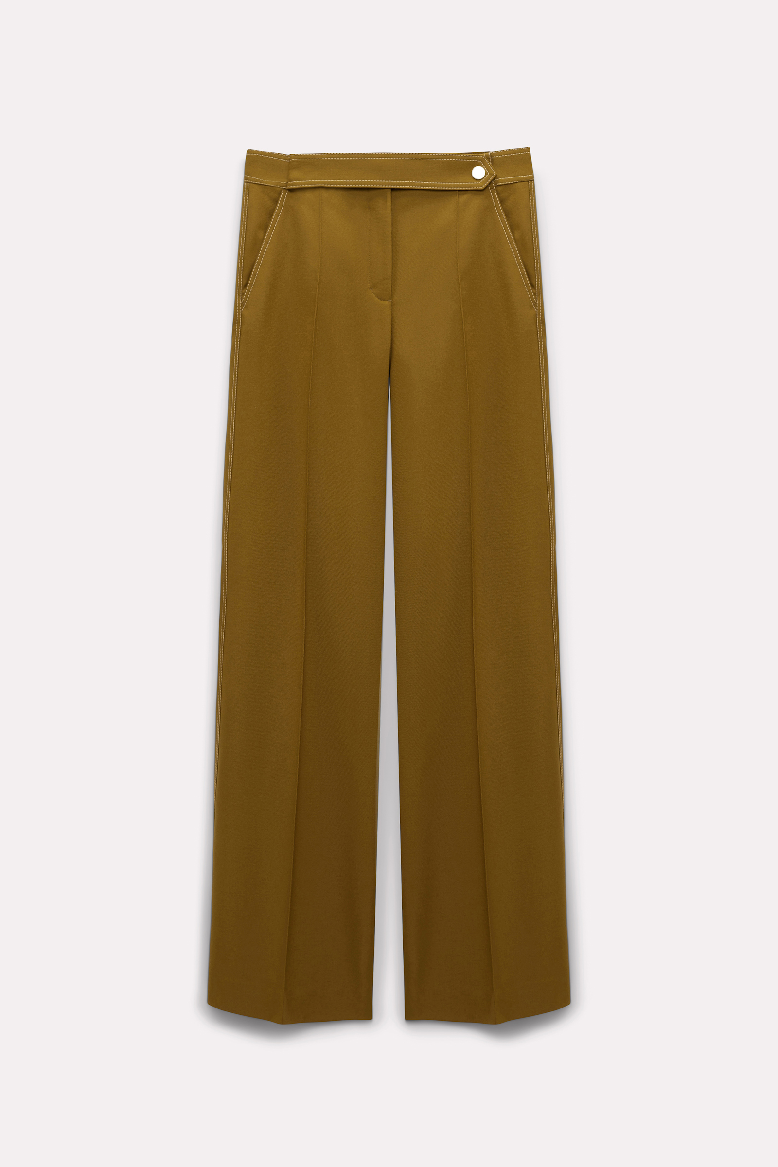 Dorothee Schumacher Hose mit geradem Bein und Ziersteppungen olive green