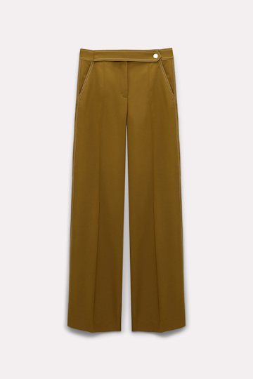 Dorothee Schumacher Straight leg pants with decorative stitching olive green