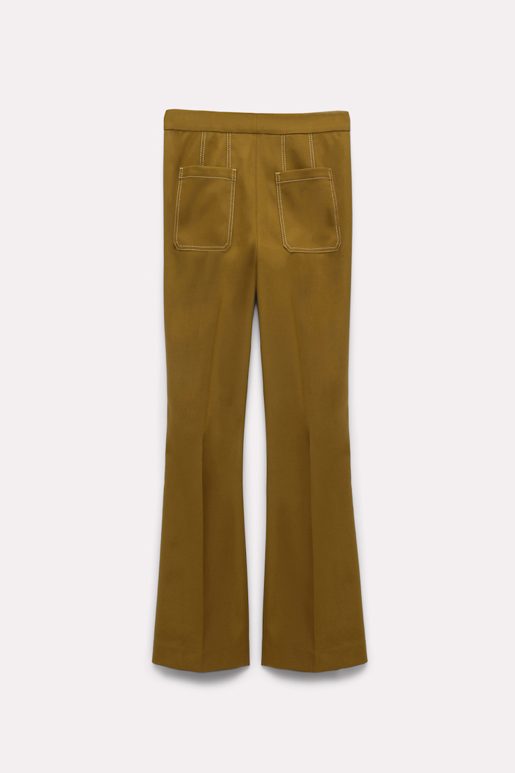 Dorothee Schumacher Cropped pants with decorative stitching olive green