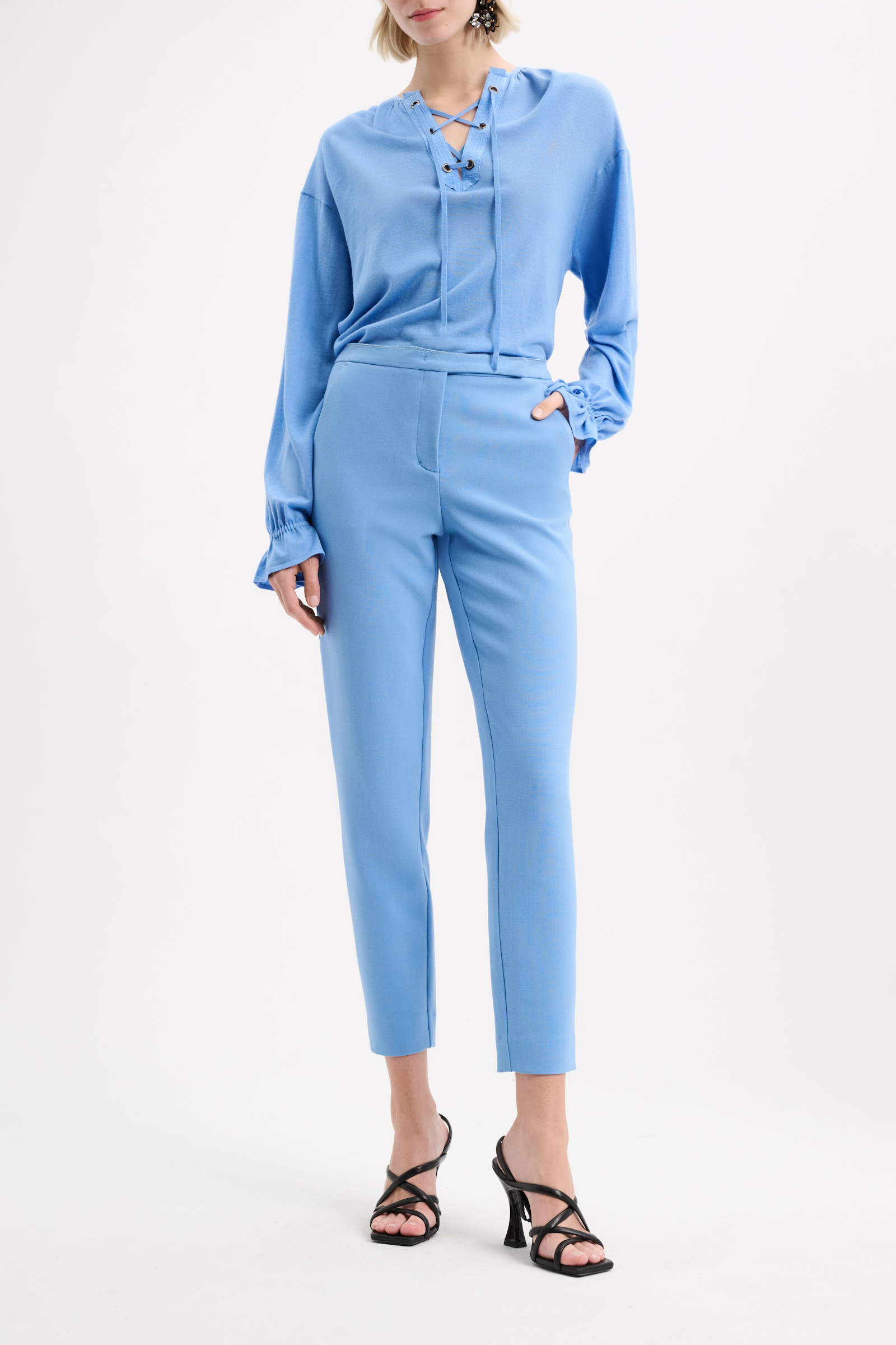 Dorothee Schumacher Cigarette pants with topstitch detailing cornflower blue