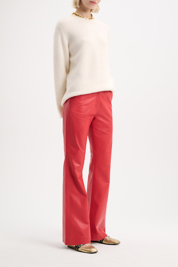 Dorothee Schumacher Hose aus Lammleder mit Druckknöpfen cool red