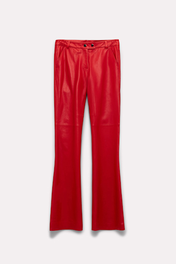 Dorothee Schumacher Hose aus Lammleder mit Druckknöpfen cool red