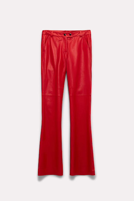 SLEEK STATEMENT pants Dorothee Schumacher Hose aus Lammleder mit Druckknöpfen cool red