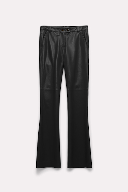 SLEEK STATEMENT pants Dorothee Schumacher Hose aus Lammleder mit Druckknöpfen pure black