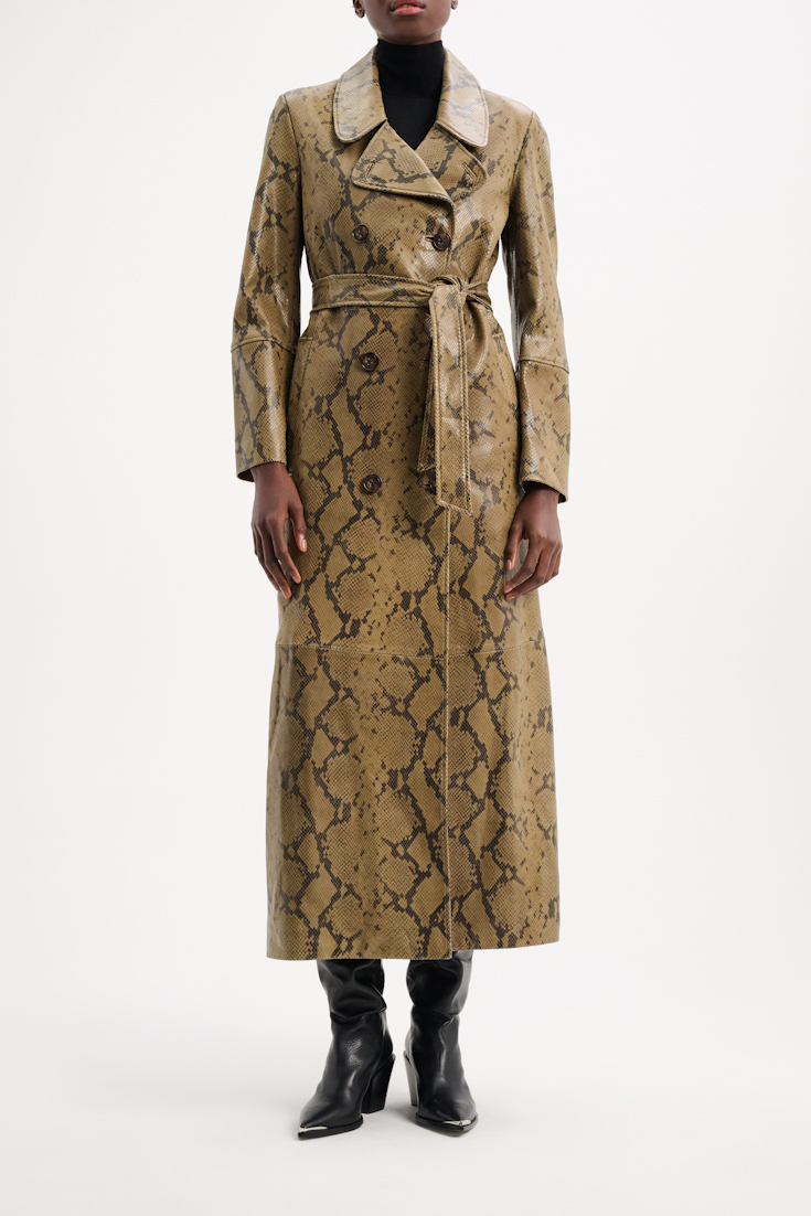 Dorothee Schumacher Snake print lambskin trench coat snake mix