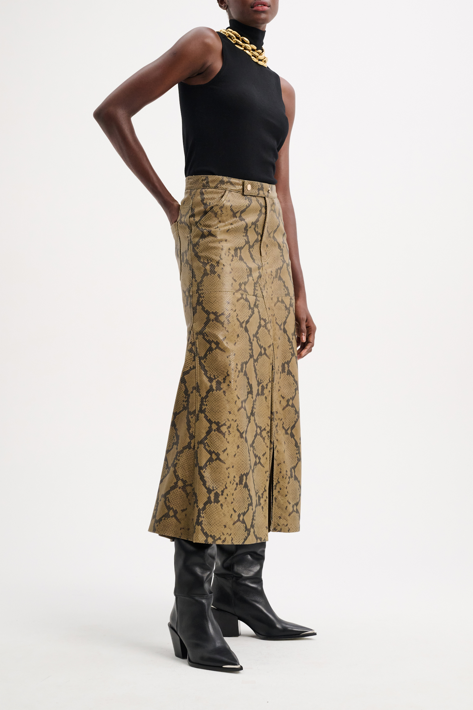 Dorothee Schumacher Snake print lambskin skirt snake mix