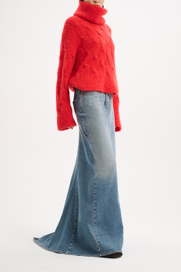 Dorothee Schumacher Jean skirt with train dark denim