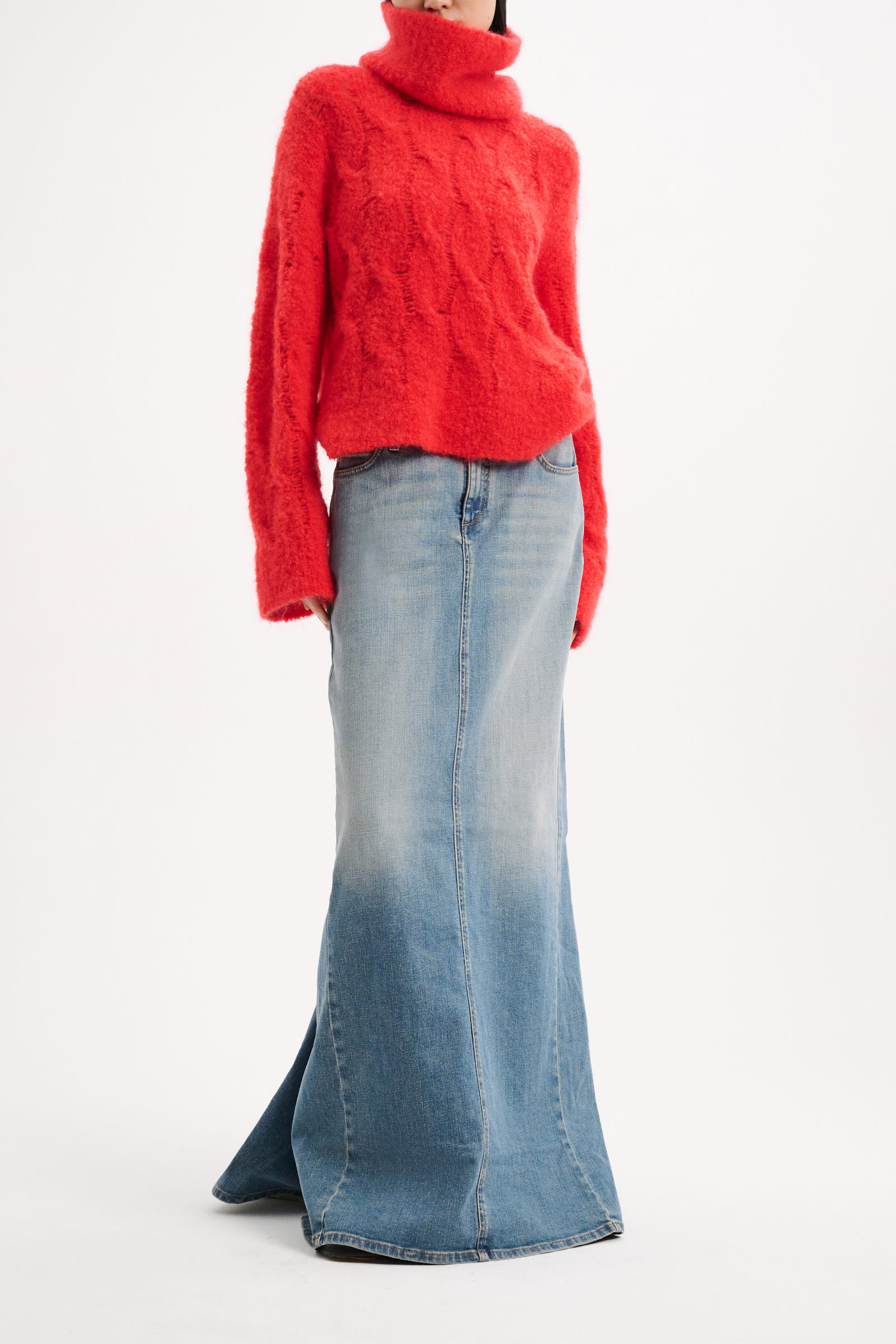 Dorothee Schumacher Jean skirt with train dark denim