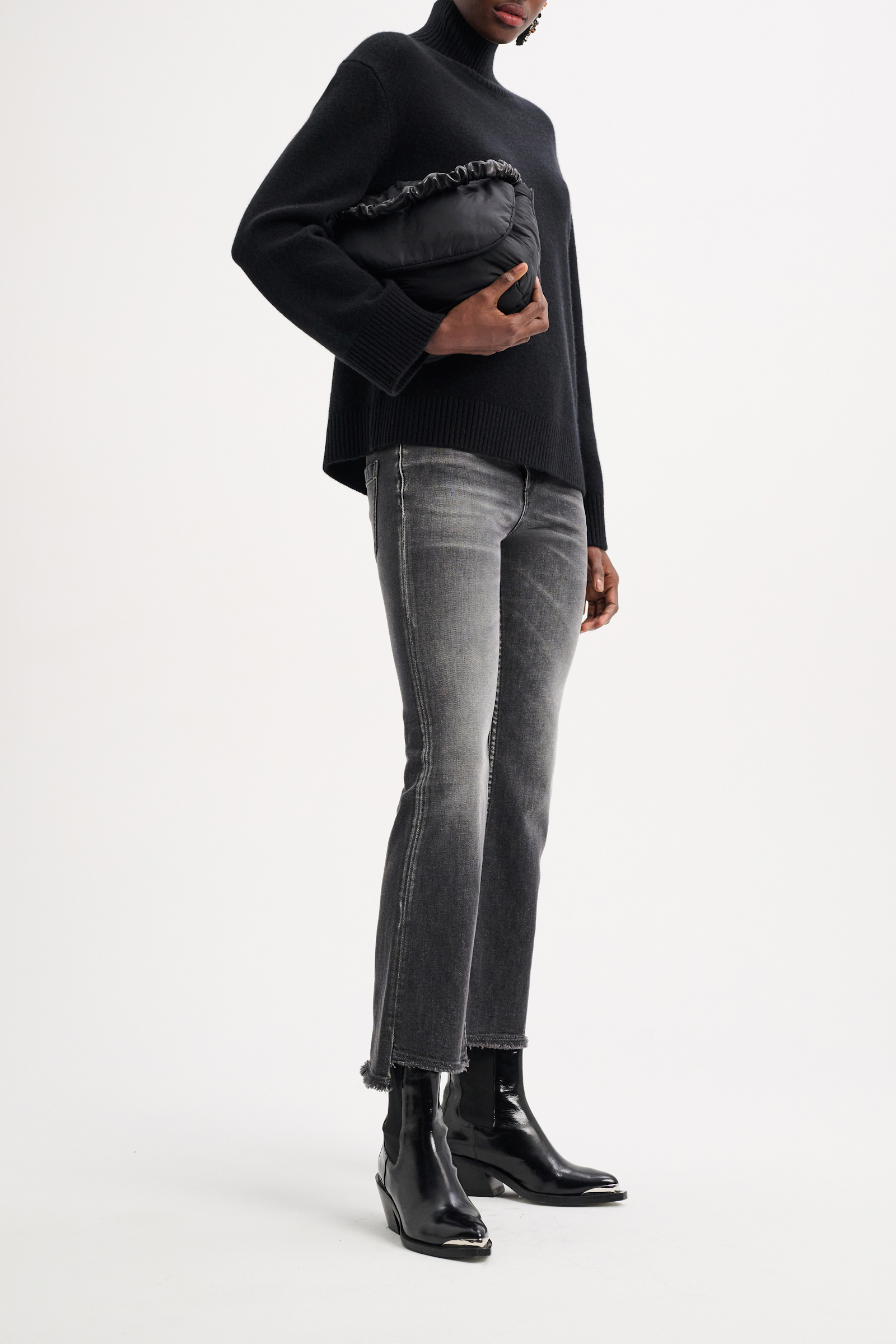 Dorothee Schumacher Cropped jeans with asymmetrical hem structured grey