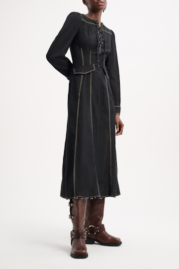 Dorothee Schumacher Denim-wool mix dress charcoal grey