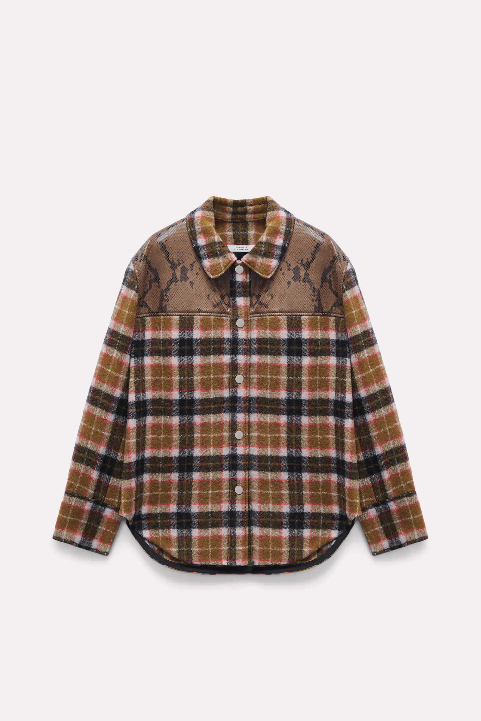 Dorothee Schumacher Plaid shirt-jacket with embossed leather details colorful check mix