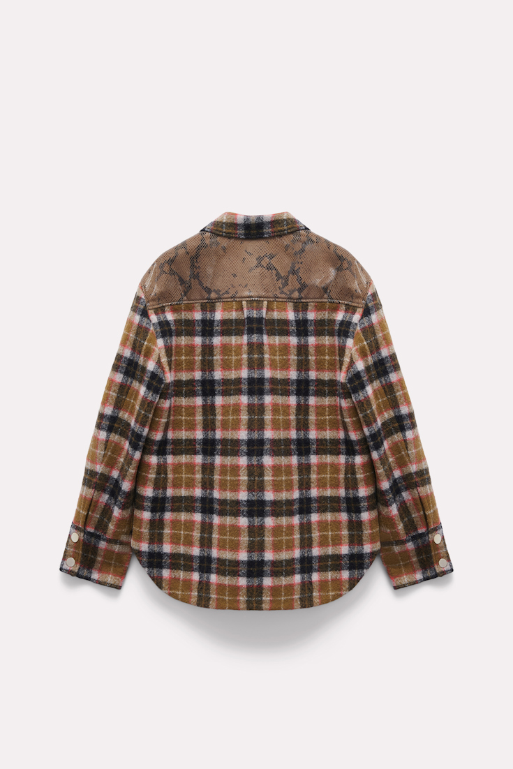 Dorothee Schumacher Plaid shirt-jacket with embossed leather details colorful check mix