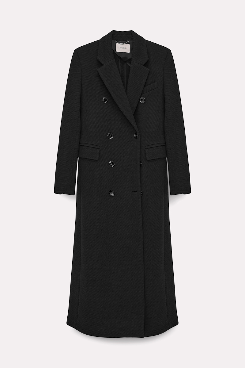 Shop Dorothee Schumacher Extra Long Fitted Coat In Black