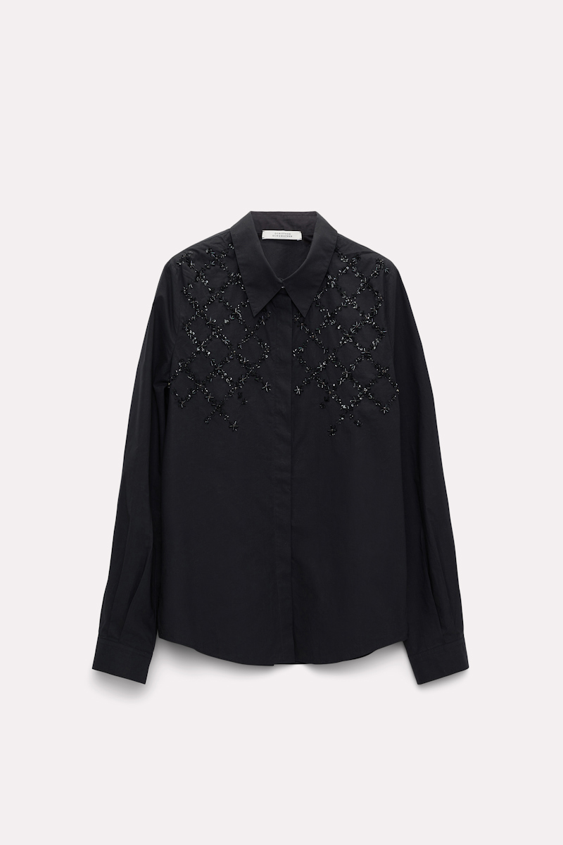 Dorothee Schumacher Hand Embroidered Cotton Blouse In Black