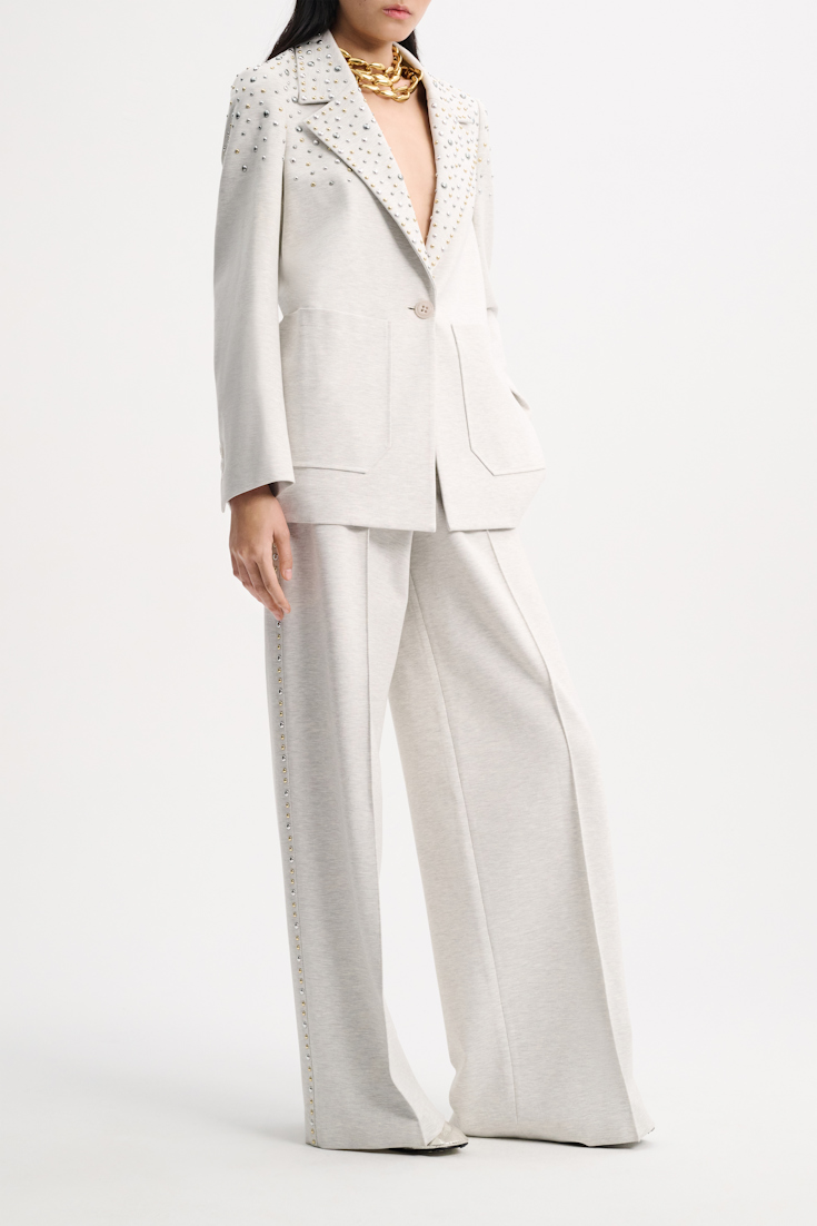 Dorothee Schumacher Stud-embellished pants in Punto Milano light grey