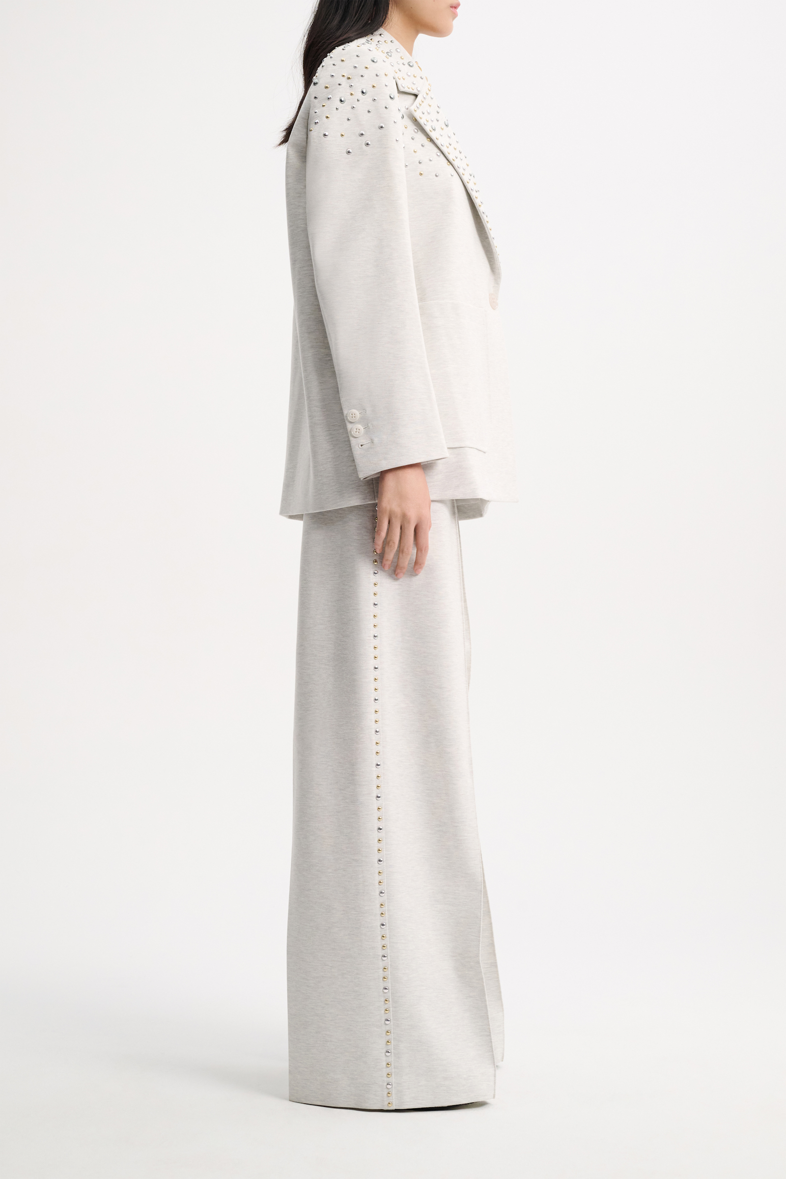 Dorothee Schumacher Stud-embellished pants in Punto Milano light grey