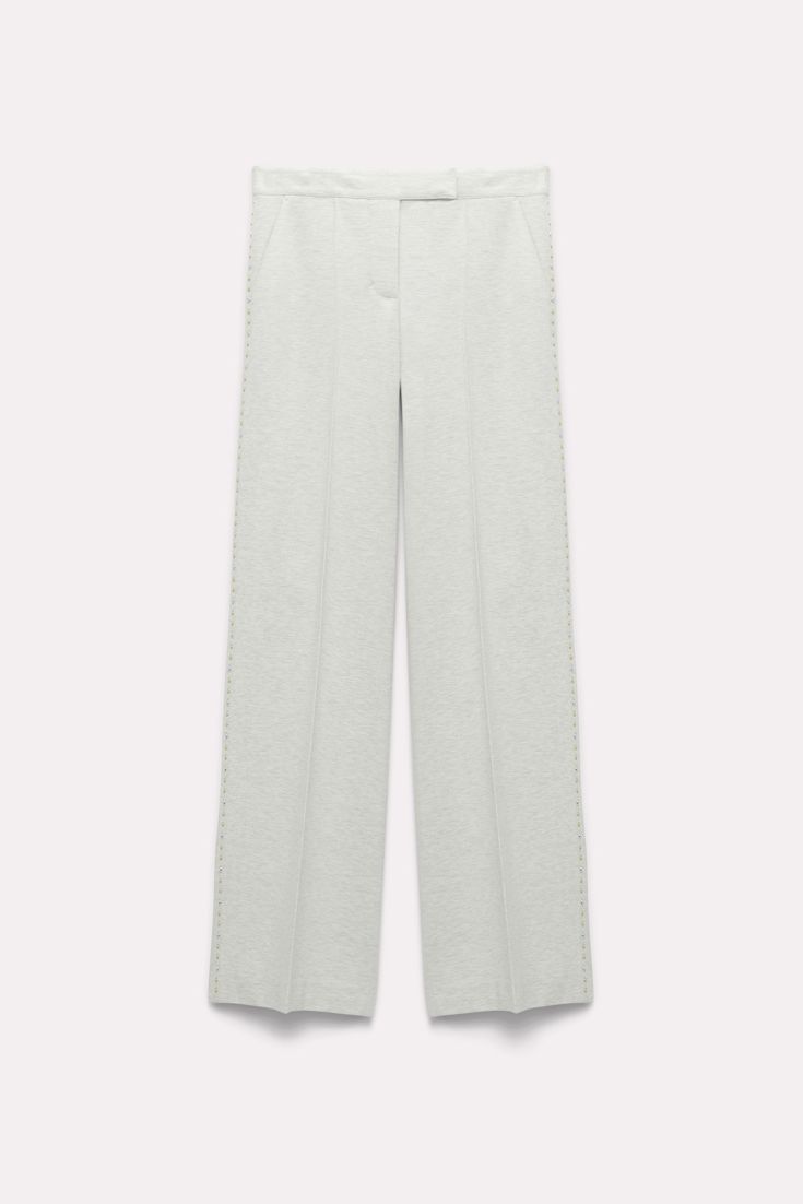 Dorothee Schumacher Hose aus Punto Milano mit Ziersteindetail light grey