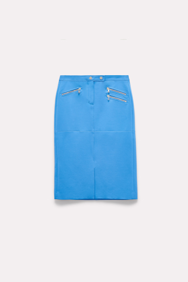 Dorothee Schumacher Punto Milano skirt with zipper detailing cornflower blue