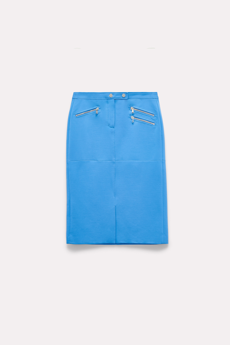 Dorothee Schumacher Punto Milano Skirt With Zipper Detailing In Blue