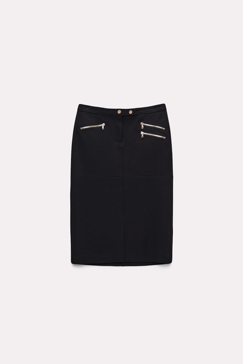 Shop Dorothee Schumacher Punto Milano Skirt With Zipper Detailing In Black