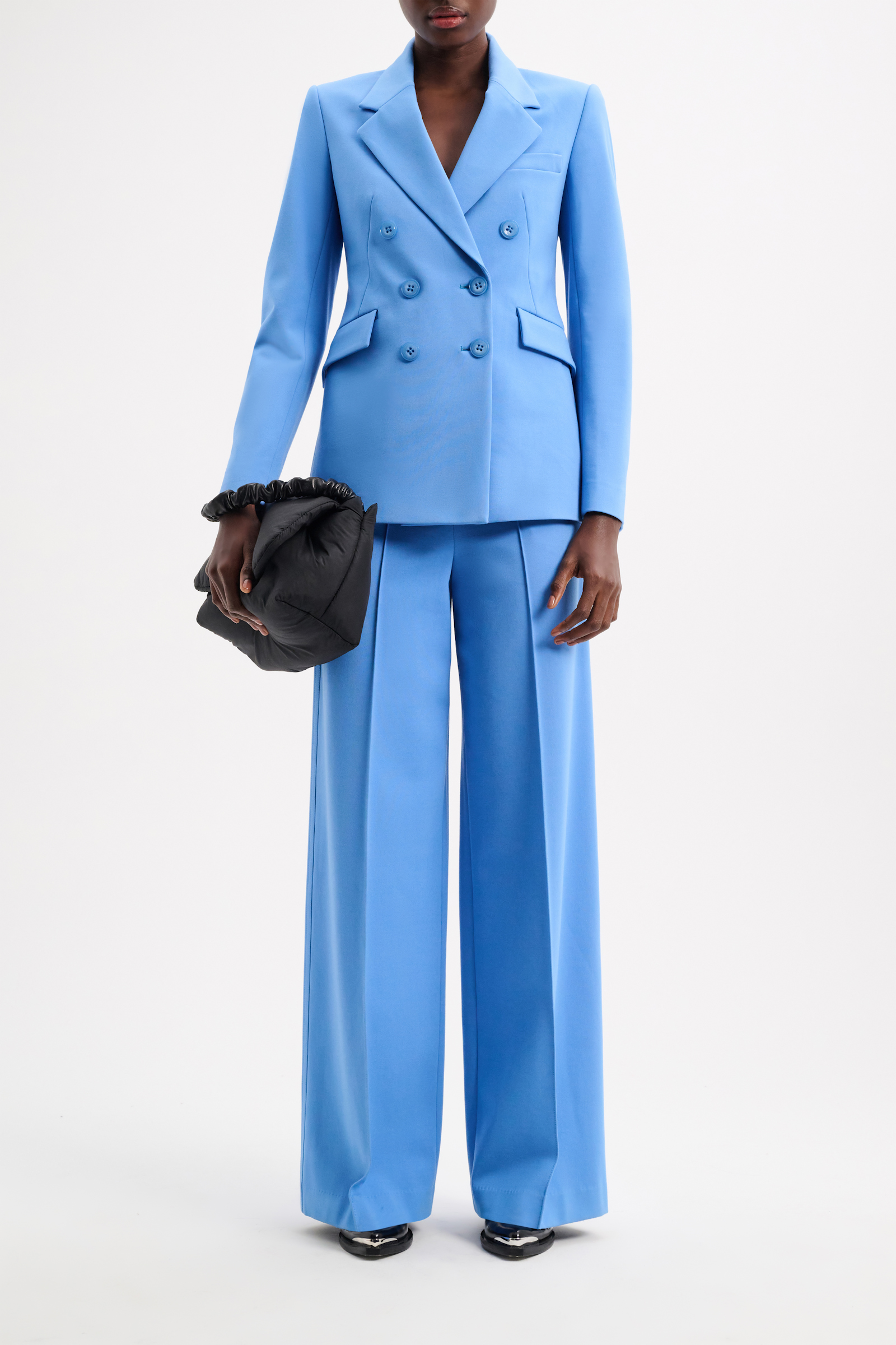 Dorothee Schumacher Double-breasted blazer in Punto Milano cornflower blue