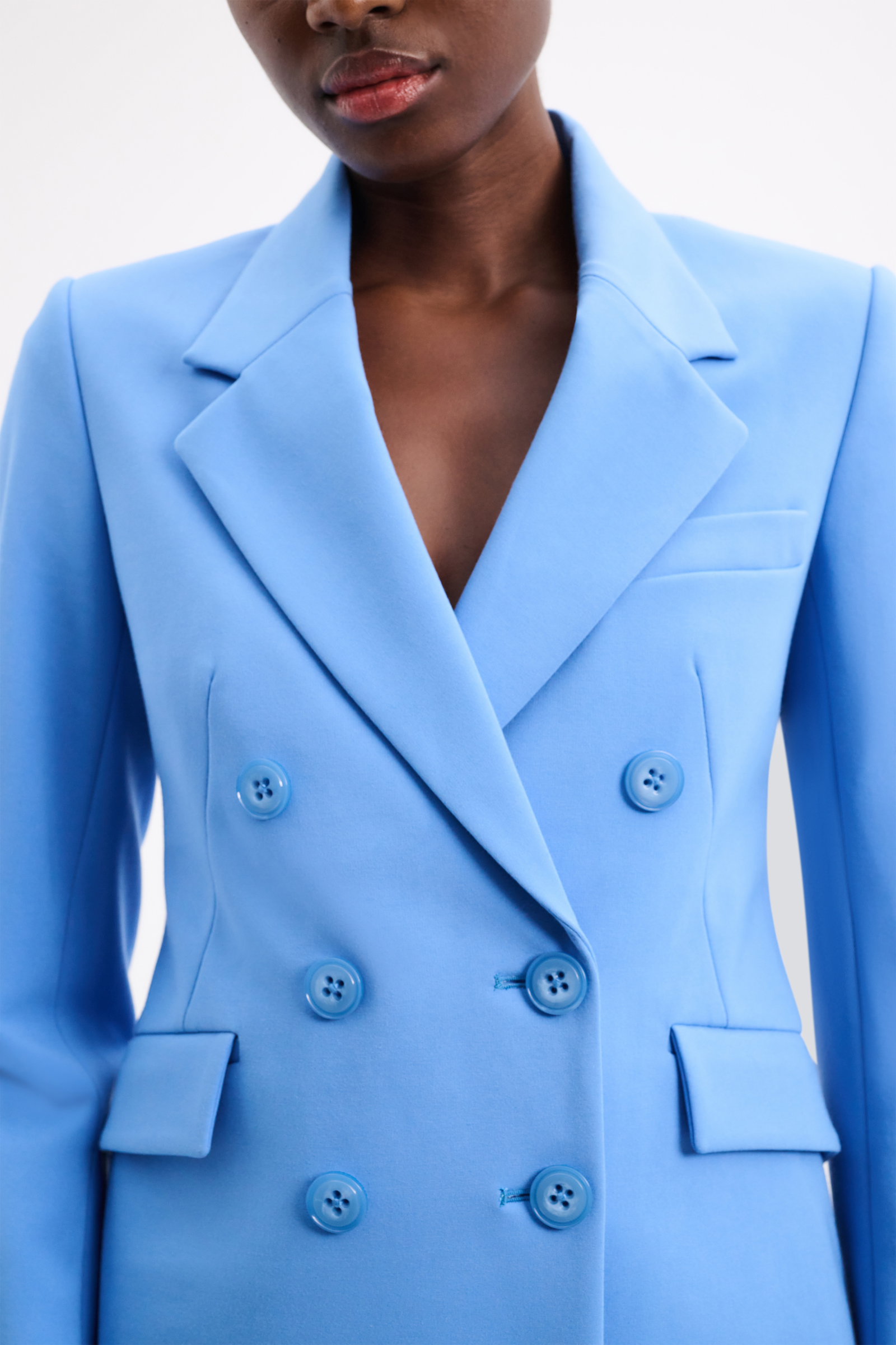 Dorothee Schumacher Double-breasted blazer in Punto Milano cornflower blue