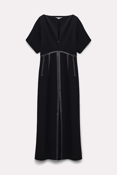 Dorothee Schumacher Dress in Punto Milano with eco leather detailing pure black