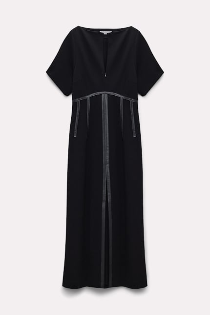 EMOTIONAL ESSENCE dress Dorothee Schumacher Kleid aus Punto Milano mit Details aus Eco-Leder pure black