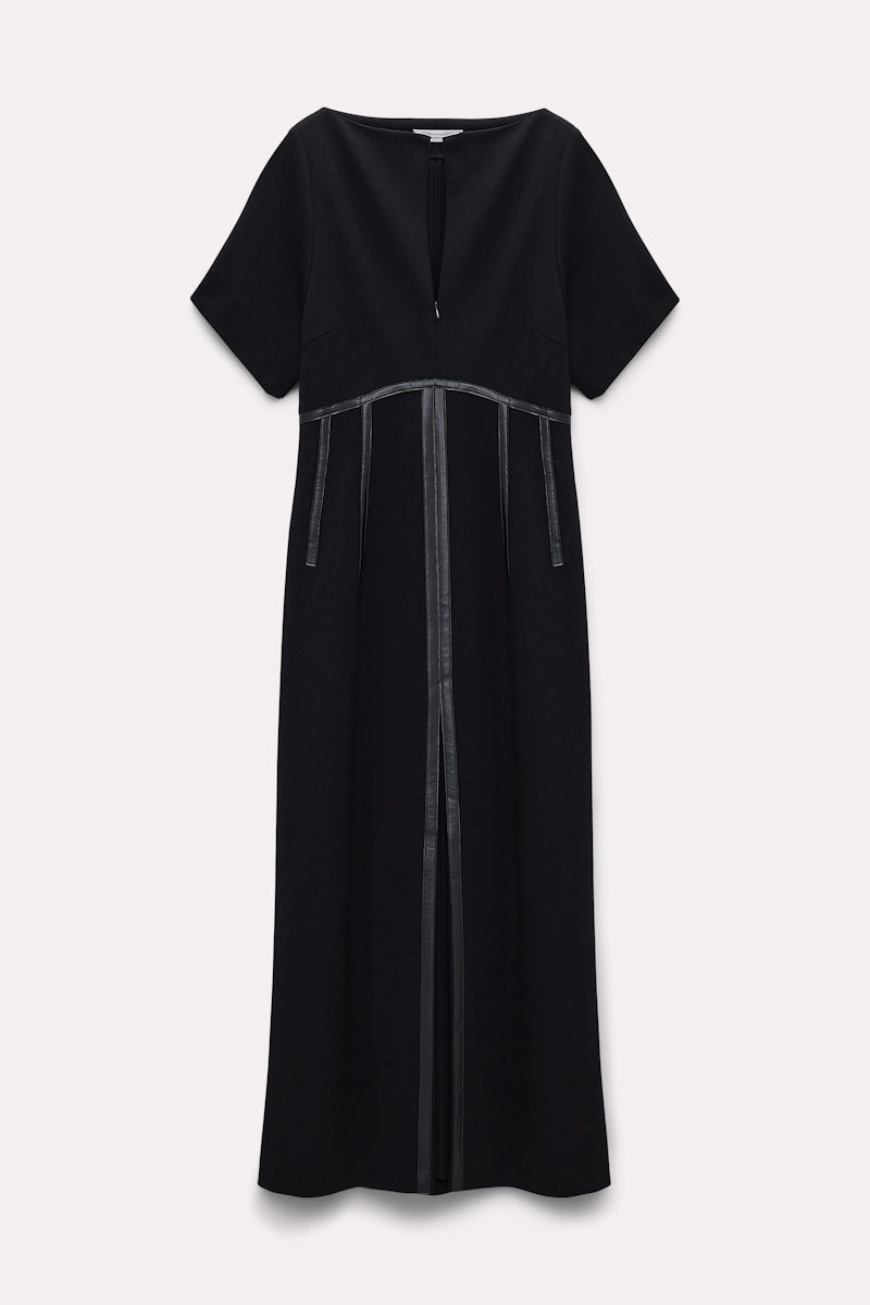 Dorothee Schumacher Dress In Punto Milano With Eco Leather Detailing In Black