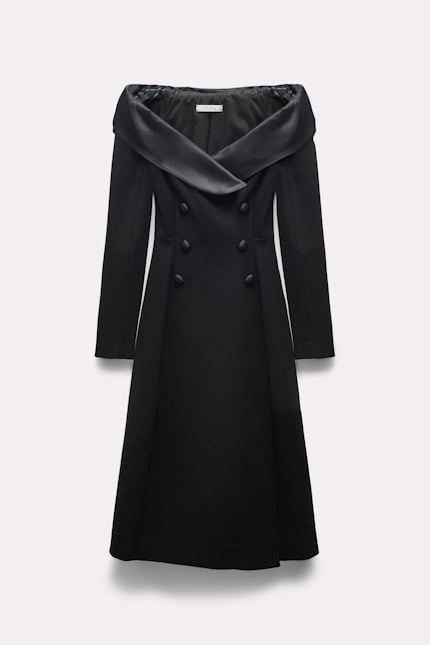 EMOTIONAL ESSENCE dress Dorothee Schumacher Off-Shoulder Kleid aus Punto Milano pure black