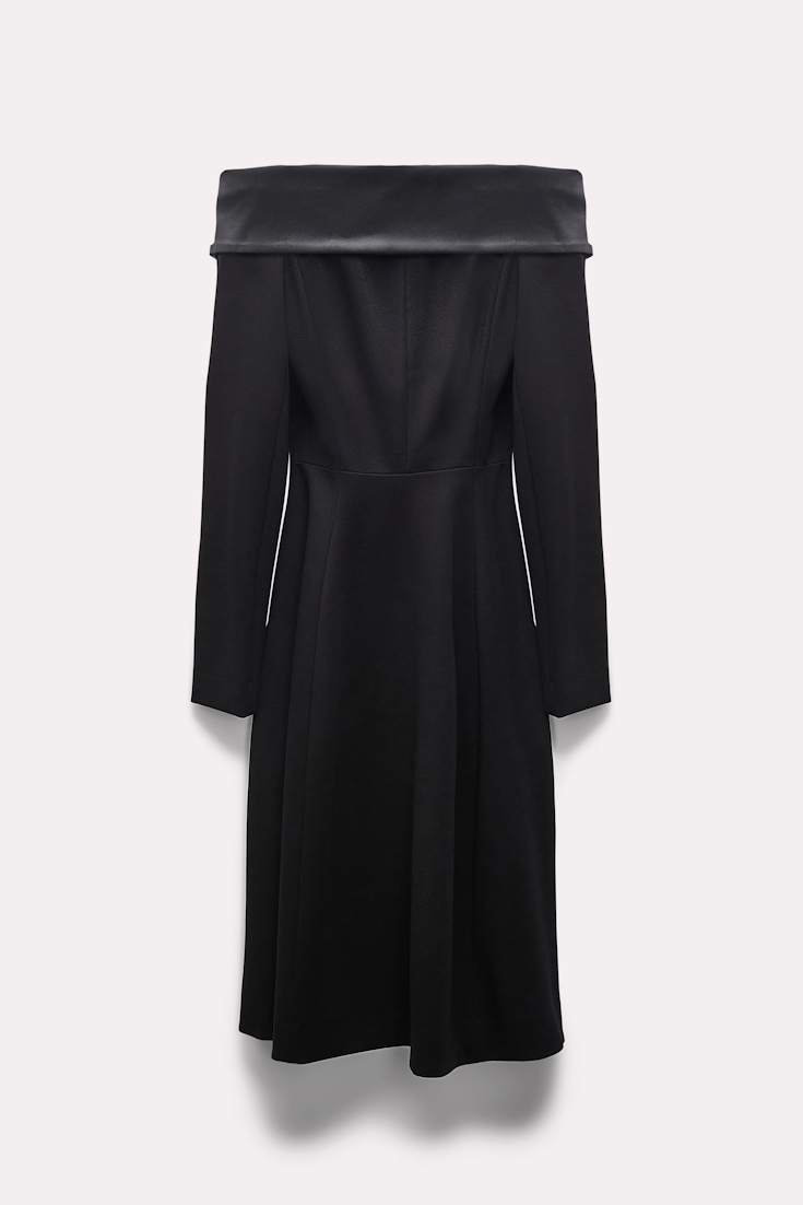 Dorothee Schumacher Off-the-shoulder dress in Punto Milano pure black