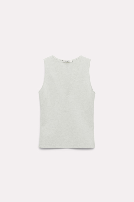 EMOTIONAL ESSENCE top Dorothee Schumacher Top aus Punto Milano mit V-Ausschnitt light grey