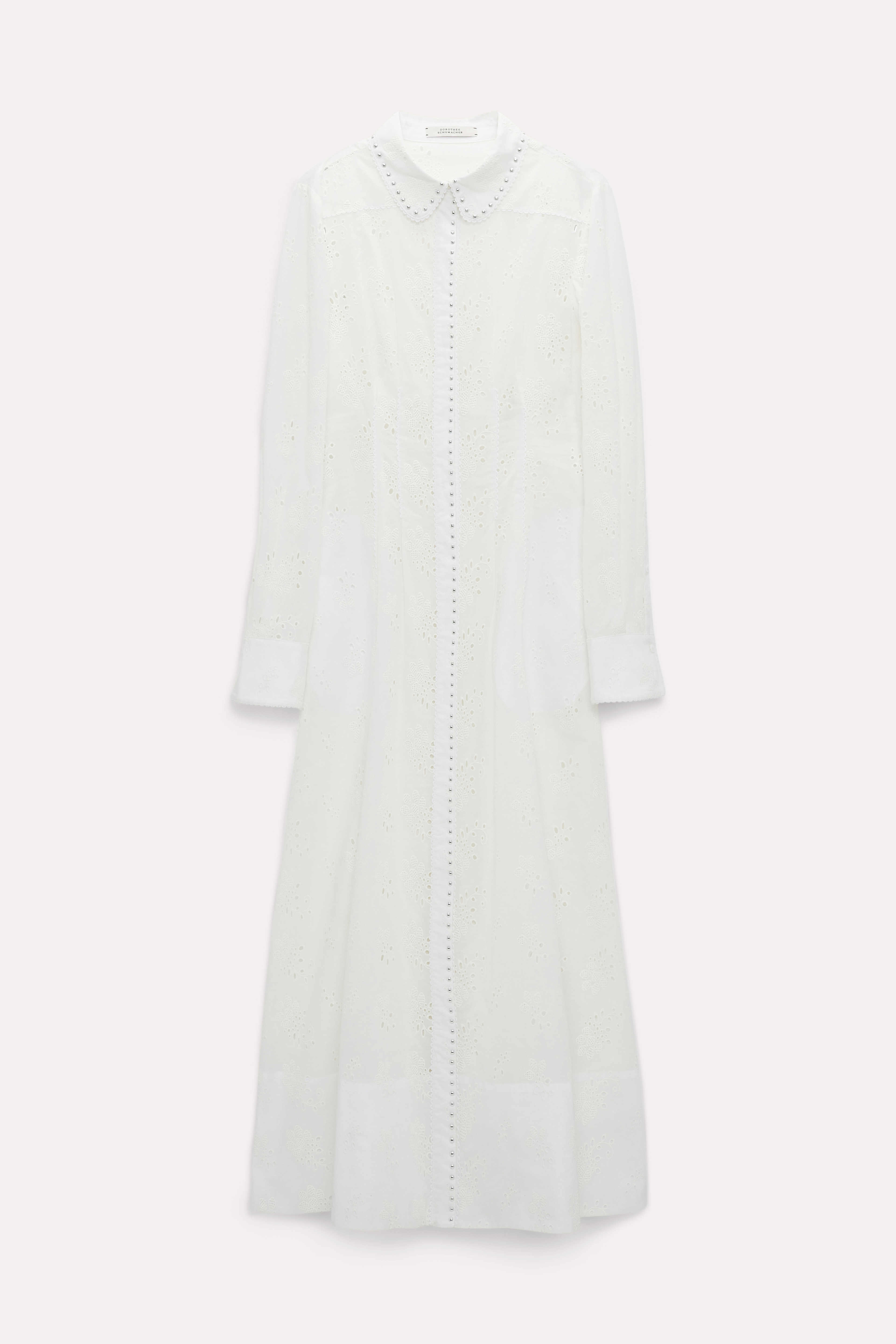 Dorothee Schumacher Shirtdress in broderie anglaise with studs camellia white