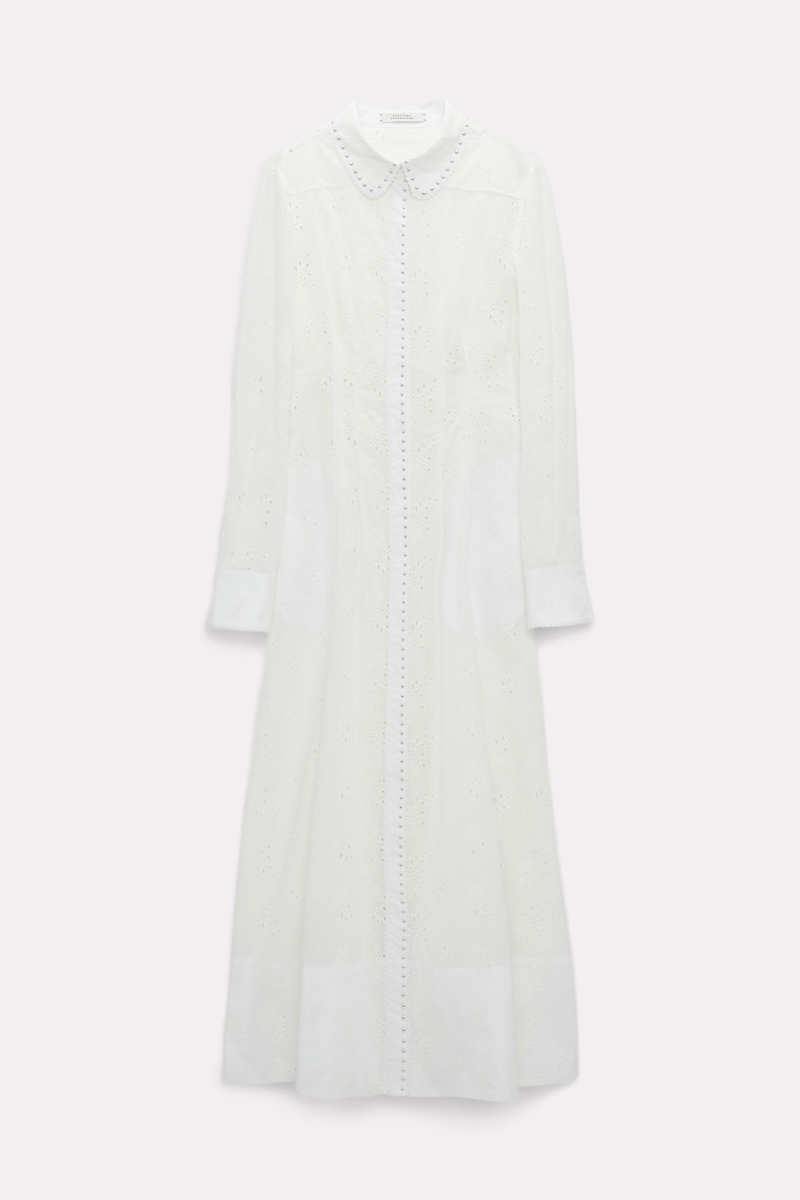 Dorothee Schumacher Shirtdress In Broderie Anglaise With Studs In White