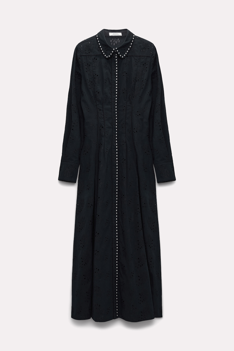 Dorothee Schumacher Shirtdress In Broderie Anglaise With Studs In Black