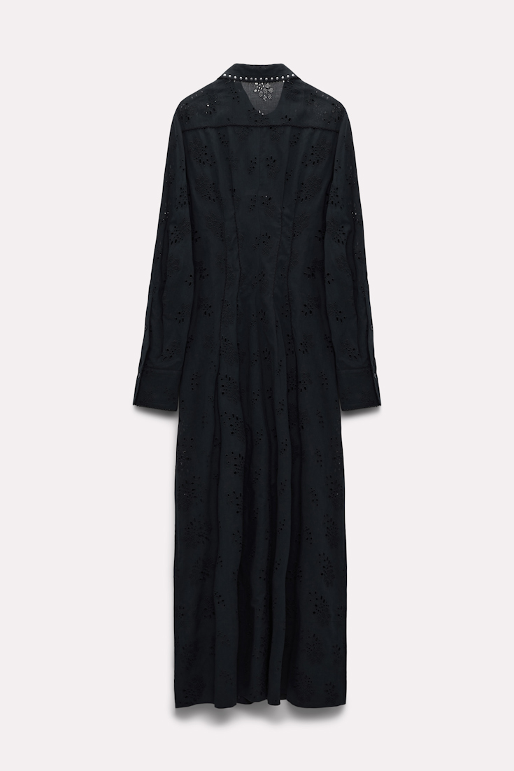 Dorothee Schumacher Shirtdress in broderie anglaise with studs pure black