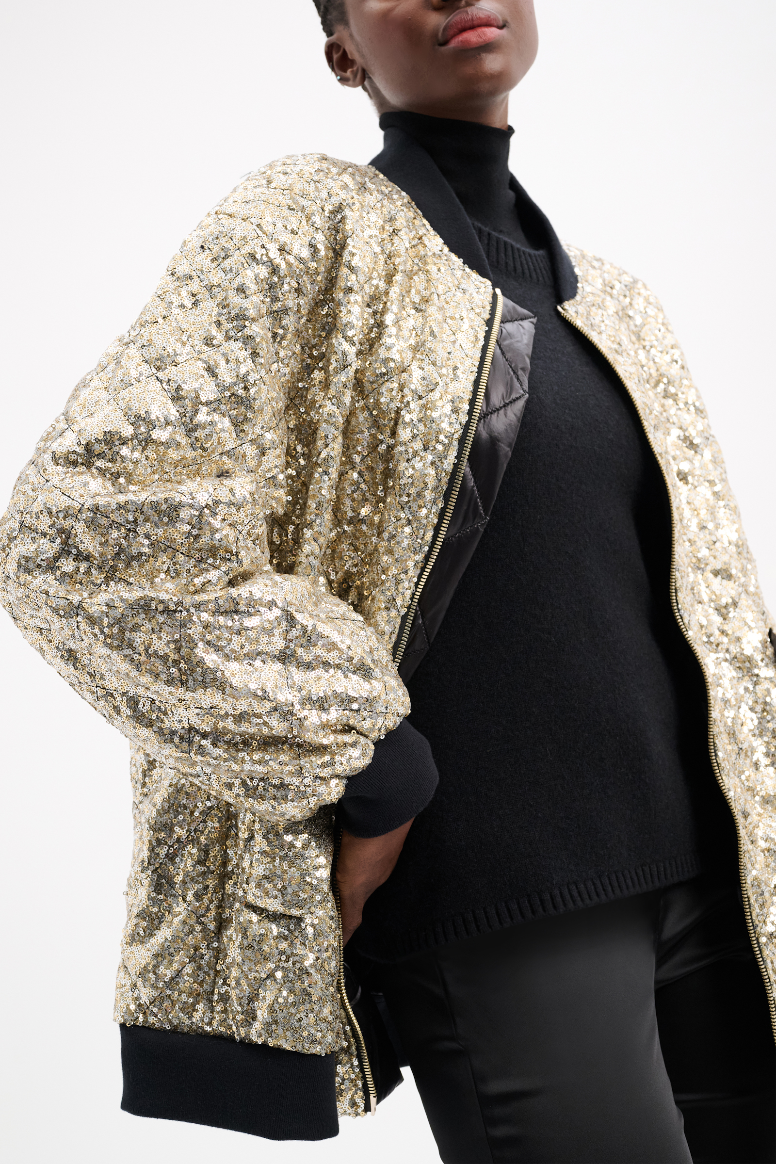 Dorothee Schumacher Oversized quilted sequin jacket colorful sparkle