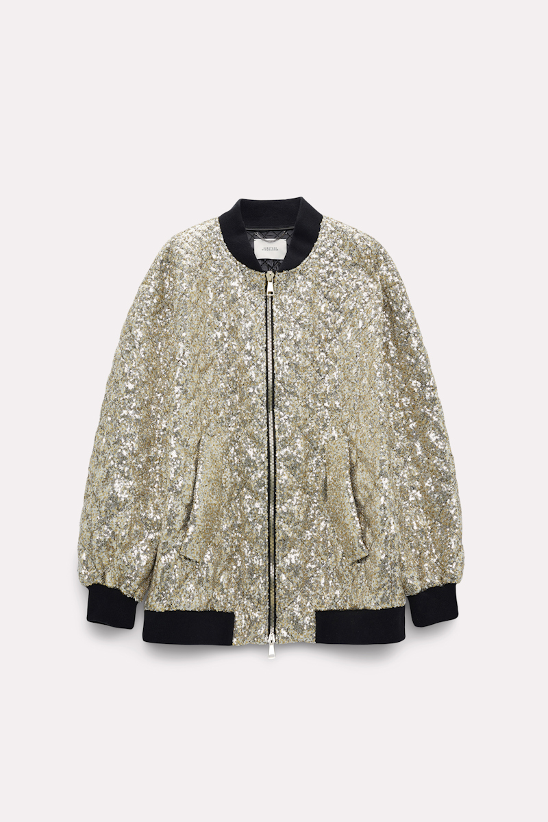 Shop Dorothee Schumacher Oversized Quilted Sequin Jacket In Multi Colour