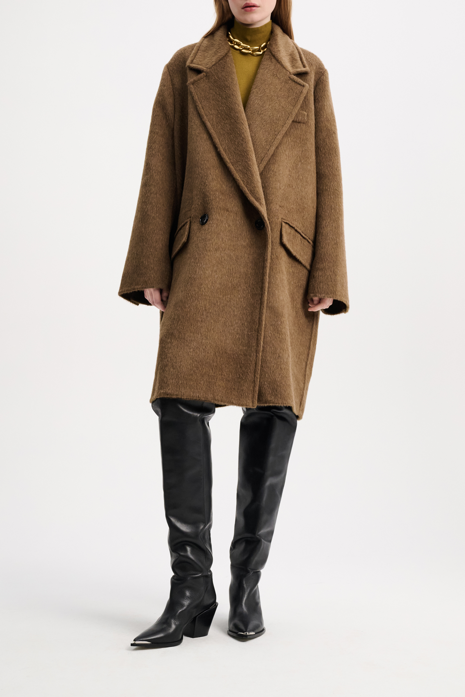 Dorothee Schumacher Oversized coat in wool-alpaca dark khaki