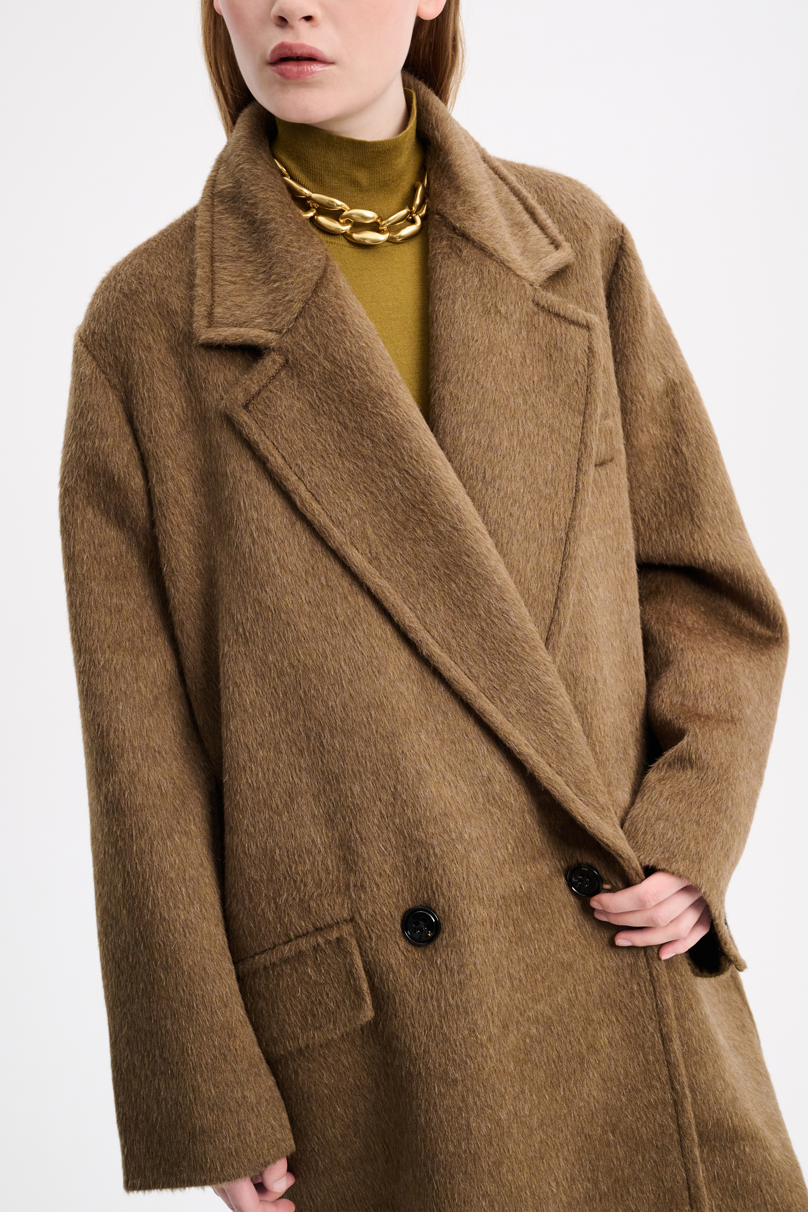 Dorothee Schumacher Oversized coat in wool-alpaca dark khaki