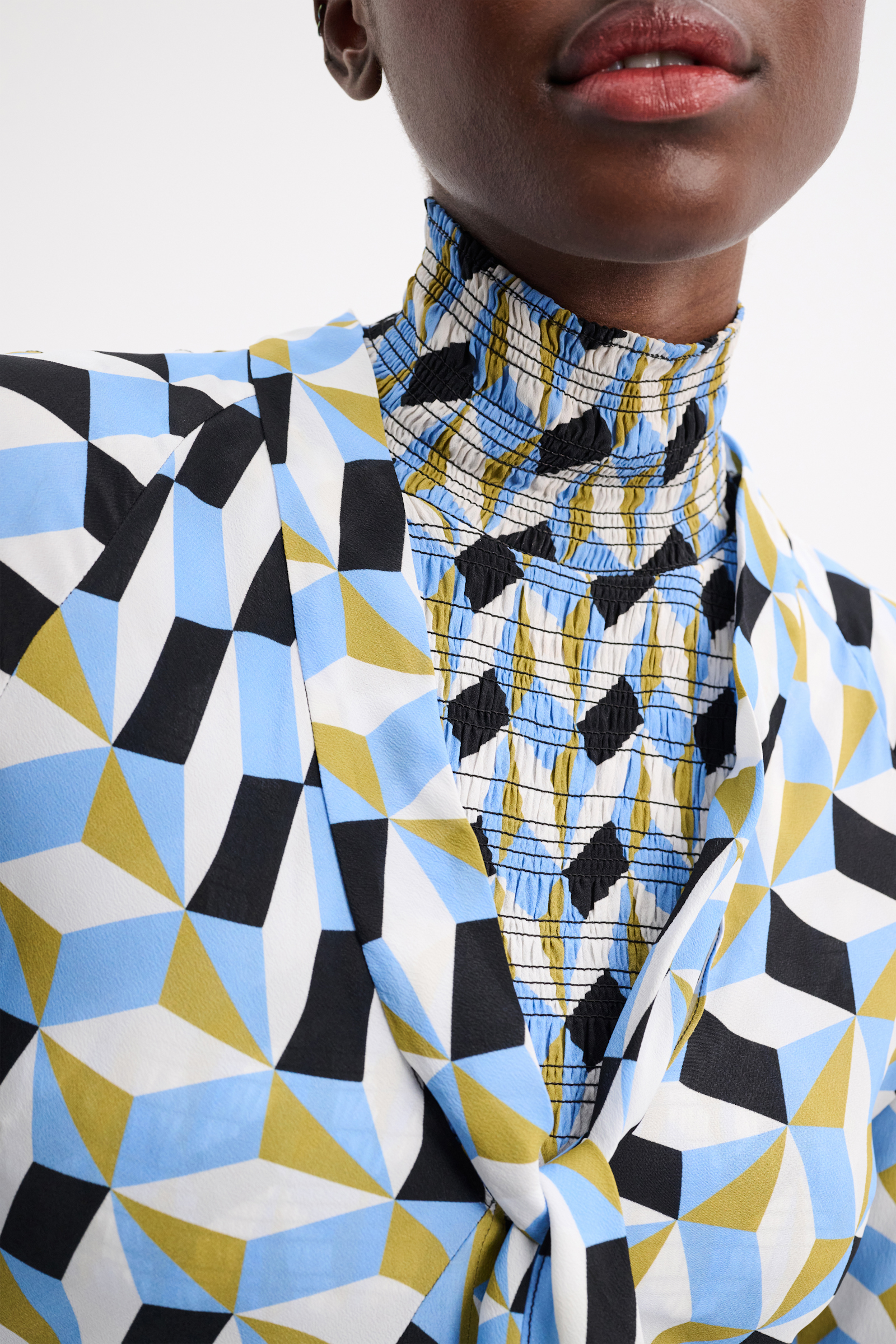 Dorothee Schumacher Midi Kleid mit grafischem Print blue graphics